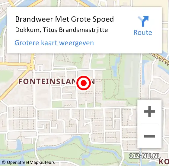 Locatie op kaart van de 112 melding: Brandweer Met Grote Spoed Naar Dokkum, Titus Brandsmastrjitte op 19 augustus 2022 03:39