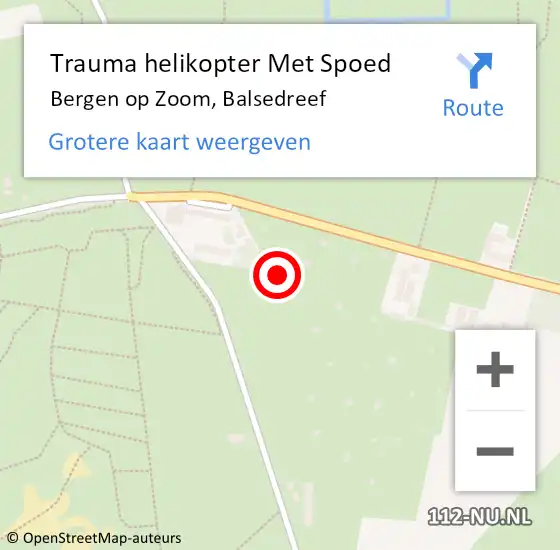 Locatie op kaart van de 112 melding: Trauma helikopter Met Spoed Naar Bergen op Zoom, Balsedreef op 19 augustus 2022 04:56