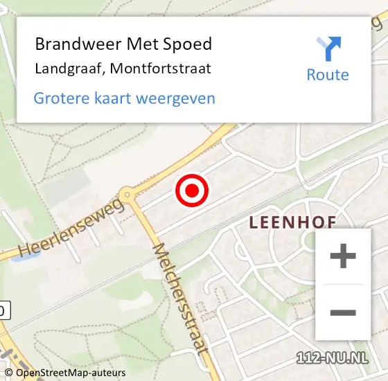 Locatie op kaart van de 112 melding: Brandweer Met Spoed Naar Landgraaf, Montfortstraat op 19 augustus 2022 05:50