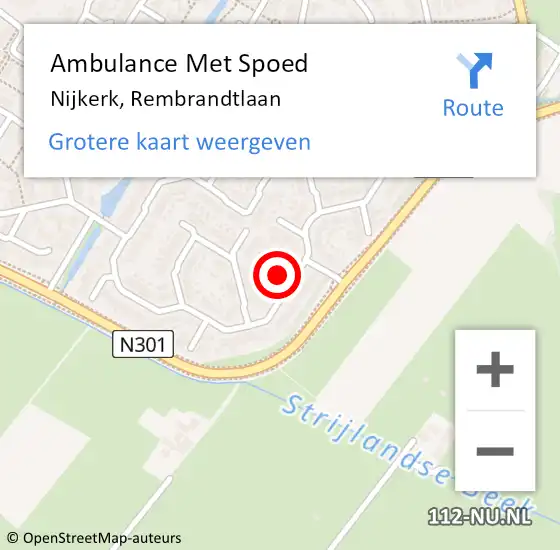 Locatie op kaart van de 112 melding: Ambulance Met Spoed Naar Nijkerk, Rembrandtlaan op 19 augustus 2022 05:50