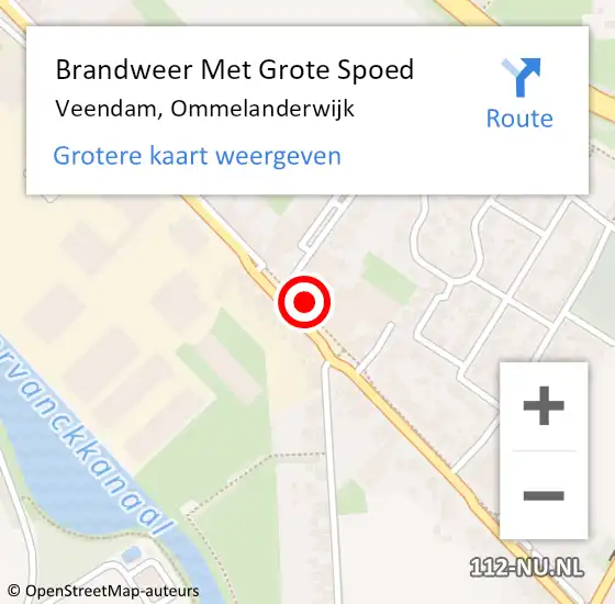 Locatie op kaart van de 112 melding: Brandweer Met Grote Spoed Naar Veendam, Ommelanderwijk op 19 augustus 2022 06:00