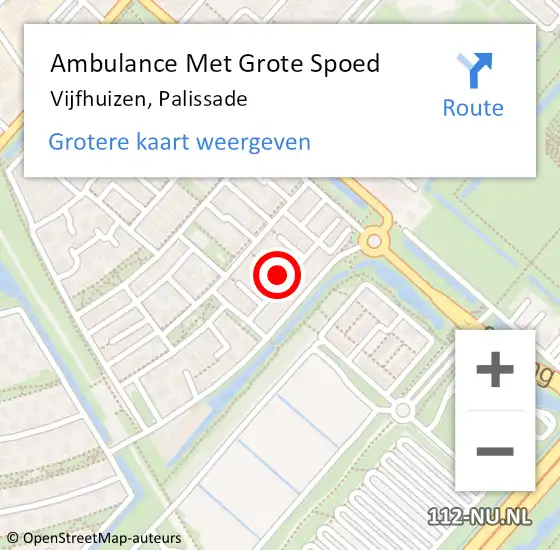 Locatie op kaart van de 112 melding: Ambulance Met Grote Spoed Naar Vijfhuizen, Palissade op 19 augustus 2022 06:34