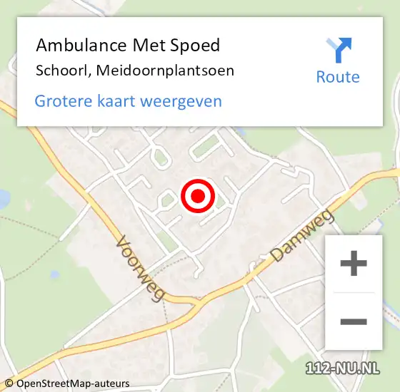 Locatie op kaart van de 112 melding: Ambulance Met Spoed Naar Schoorl, Meidoornplantsoen op 19 augustus 2022 07:25