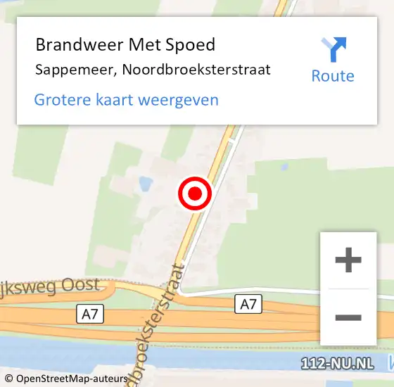 Locatie op kaart van de 112 melding: Brandweer Met Spoed Naar Sappemeer, Noordbroeksterstraat op 19 augustus 2022 07:59