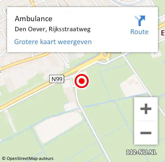 Locatie op kaart van de 112 melding: Ambulance Den Oever, Rijksstraatweg op 19 augustus 2022 08:34