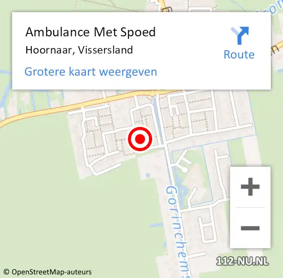 Locatie op kaart van de 112 melding: Ambulance Met Spoed Naar Hoornaar, Vissersland op 19 augustus 2022 08:45