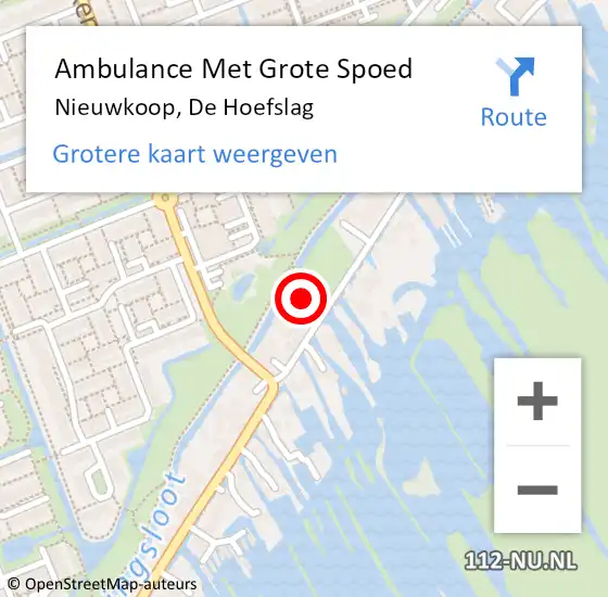 Locatie op kaart van de 112 melding: Ambulance Met Grote Spoed Naar Nieuwkoop, De Hoefslag op 19 augustus 2022 09:22