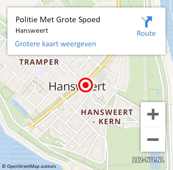 Locatie op kaart van de 112 melding: Politie Met Grote Spoed Naar Hansweert op 19 augustus 2022 09:33