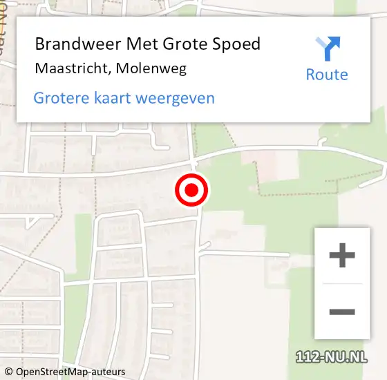 Locatie op kaart van de 112 melding: Brandweer Met Grote Spoed Naar Maastricht, Molenweg op 19 augustus 2022 09:47