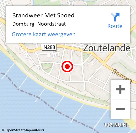 Locatie op kaart van de 112 melding: Brandweer Met Spoed Naar Domburg, Noordstraat op 19 augustus 2022 09:54