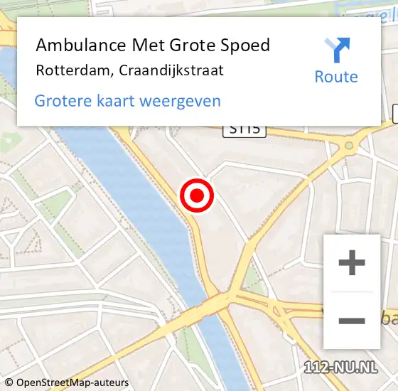 Locatie op kaart van de 112 melding: Ambulance Met Grote Spoed Naar Rotterdam, Craandijkstraat op 19 augustus 2022 10:08
