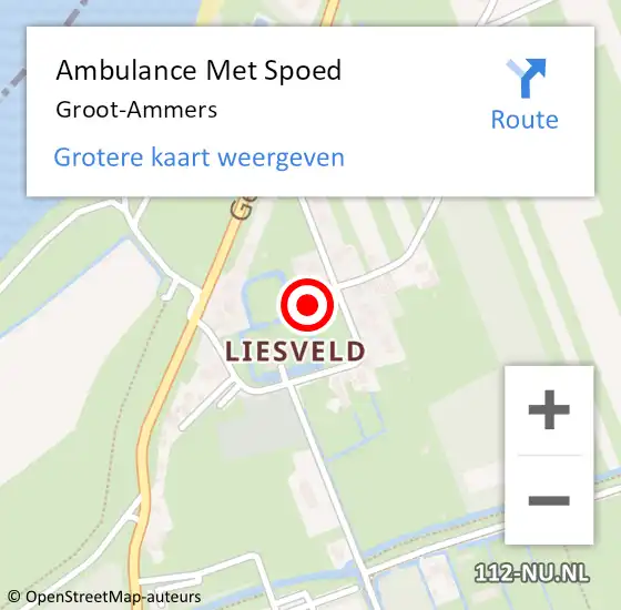 Locatie op kaart van de 112 melding: Ambulance Met Spoed Naar Groot-Ammers op 19 augustus 2022 10:20