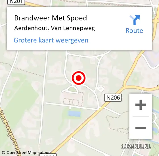 Locatie op kaart van de 112 melding: Brandweer Met Spoed Naar Aerdenhout, Van Lennepweg op 19 augustus 2022 10:39