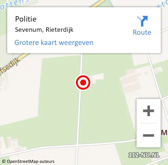 Locatie op kaart van de 112 melding: Politie Sevenum, Rieterdijk op 19 augustus 2022 10:53