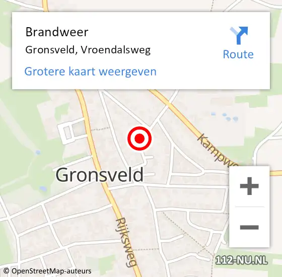 Locatie op kaart van de 112 melding: Brandweer Gronsveld, Vroendalsweg op 9 oktober 2013 16:19