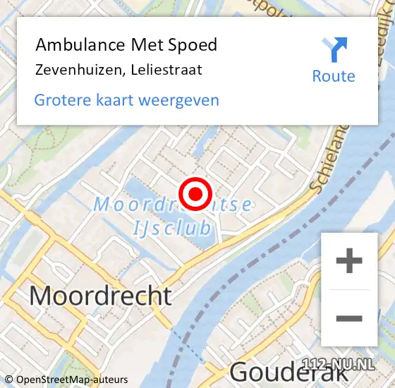 Locatie op kaart van de 112 melding: Ambulance Met Spoed Naar Zevenhuizen, Leliestraat op 19 augustus 2022 11:23