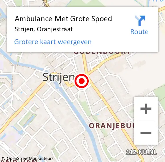 Locatie op kaart van de 112 melding: Ambulance Met Grote Spoed Naar Strijen, Oranjestraat op 19 augustus 2022 11:27