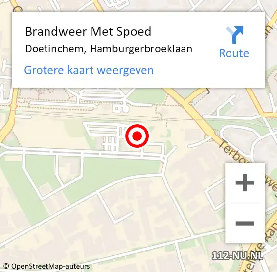 Locatie op kaart van de 112 melding: Brandweer Met Spoed Naar Doetinchem, Hamburgerbroeklaan op 19 augustus 2022 11:33