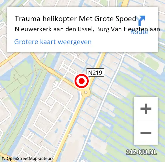 Locatie op kaart van de 112 melding: Trauma helikopter Met Grote Spoed Naar Nieuwerkerk aan den IJssel, Burg Van Heugtenlaan op 19 augustus 2022 11:48