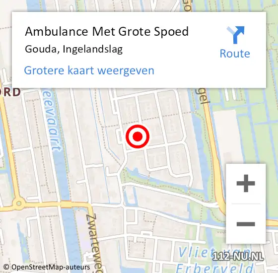 Locatie op kaart van de 112 melding: Ambulance Met Grote Spoed Naar Gouda, Ingelandslag op 19 augustus 2022 11:59