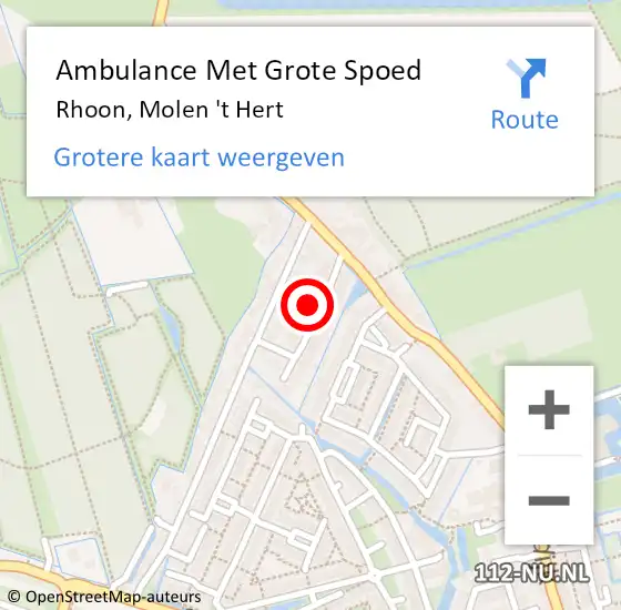 Locatie op kaart van de 112 melding: Ambulance Met Grote Spoed Naar Rhoon, Molen 't Hert op 19 augustus 2022 12:02