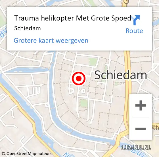 Locatie op kaart van de 112 melding: Trauma helikopter Met Grote Spoed Naar Schiedam op 19 augustus 2022 12:04