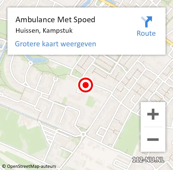 Locatie op kaart van de 112 melding: Ambulance Met Spoed Naar Huissen, Kampstuk op 19 augustus 2022 12:07