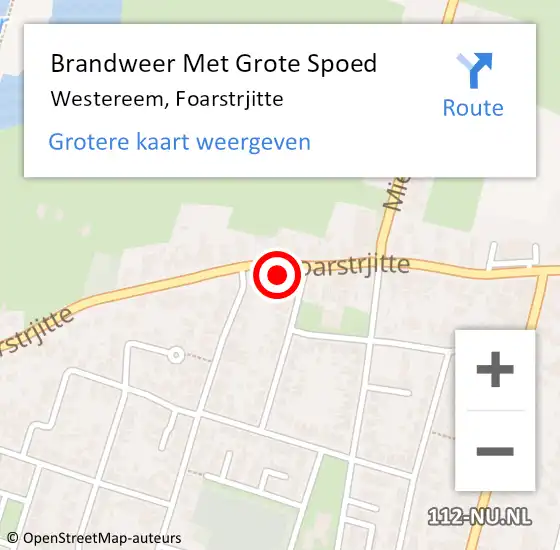 Locatie op kaart van de 112 melding: Brandweer Met Grote Spoed Naar Westereem, Foarstrjitte op 19 augustus 2022 12:22