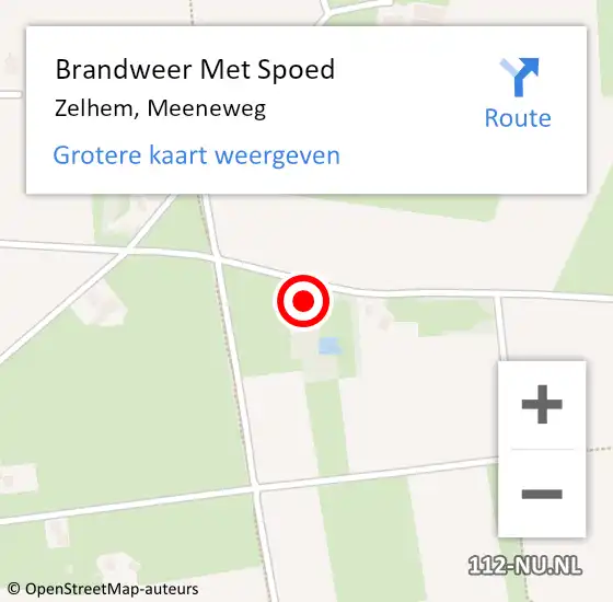 Locatie op kaart van de 112 melding: Brandweer Met Spoed Naar Zelhem, Meeneweg op 19 augustus 2022 12:25