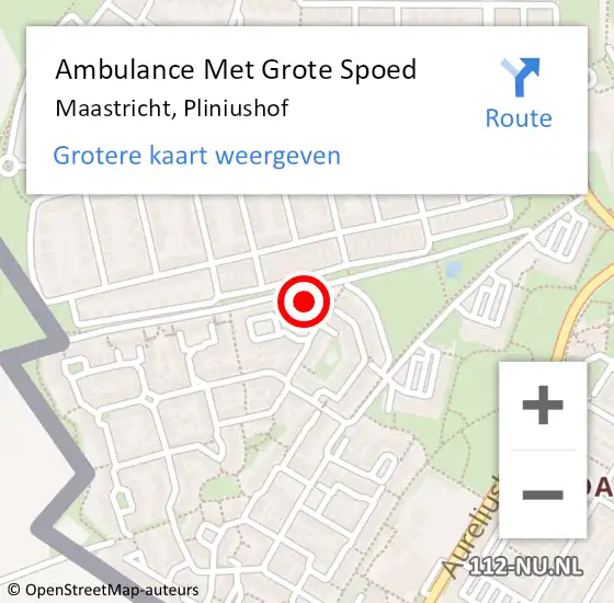 Locatie op kaart van de 112 melding: Ambulance Met Grote Spoed Naar Maastricht, Pliniushof op 26 juli 2014 22:26