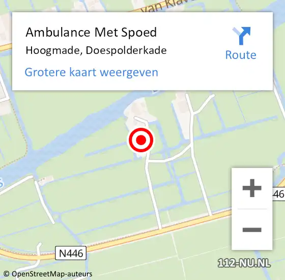 Locatie op kaart van de 112 melding: Ambulance Met Spoed Naar Hoogmade, Doespolderkade op 19 augustus 2022 12:54