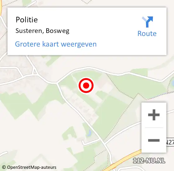 Locatie op kaart van de 112 melding: Politie Susteren, Bosweg op 19 augustus 2022 13:00