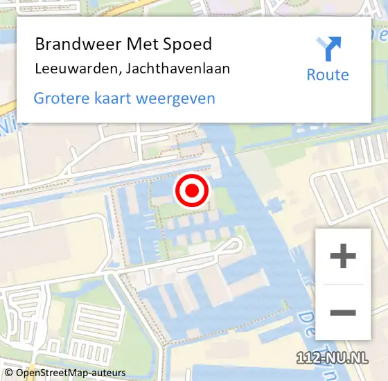 Locatie op kaart van de 112 melding: Brandweer Met Spoed Naar Leeuwarden, Jachthavenlaan op 19 augustus 2022 13:37