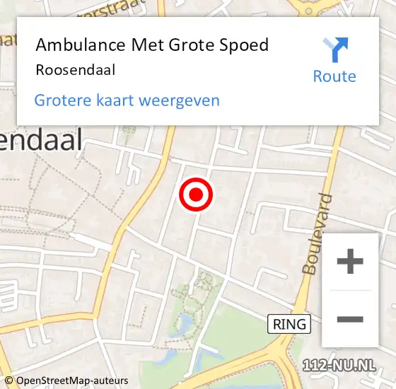 Locatie op kaart van de 112 melding: Ambulance Met Grote Spoed Naar Roosendaal op 19 augustus 2022 13:37