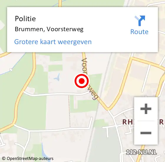 Locatie op kaart van de 112 melding: Politie Brummen, Voorsterweg op 19 augustus 2022 13:48