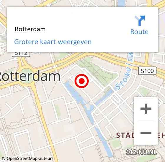 Locatie op kaart van de 112 melding:  Rotterdam op 19 augustus 2022 13:59