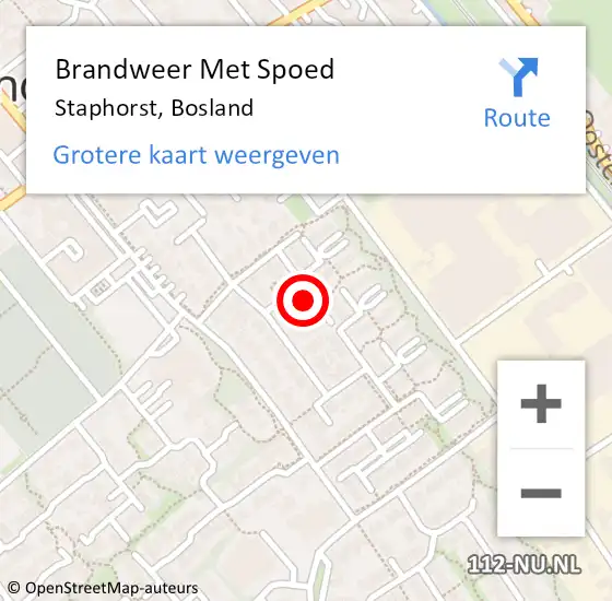 Locatie op kaart van de 112 melding: Brandweer Met Spoed Naar Staphorst, Bosland op 19 augustus 2022 14:35