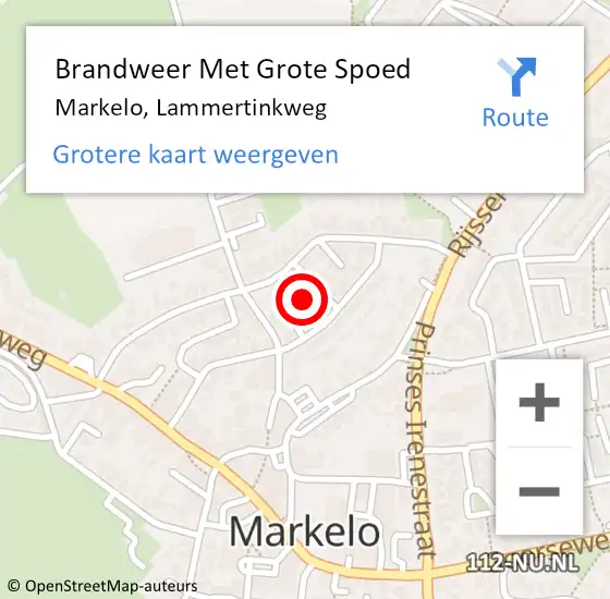 Locatie op kaart van de 112 melding: Brandweer Met Grote Spoed Naar Markelo, Lammertinkweg op 19 augustus 2022 14:41