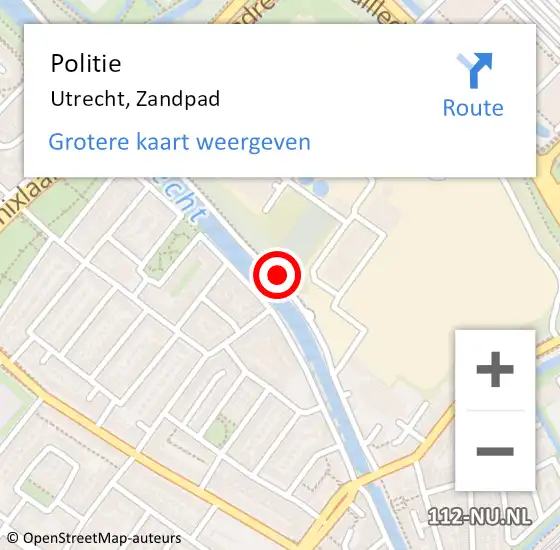 Locatie op kaart van de 112 melding: Politie Utrecht, Zandpad op 19 augustus 2022 14:43