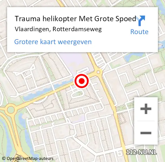 Locatie op kaart van de 112 melding: Trauma helikopter Met Grote Spoed Naar Vlaardingen, Rotterdamseweg op 19 augustus 2022 14:57