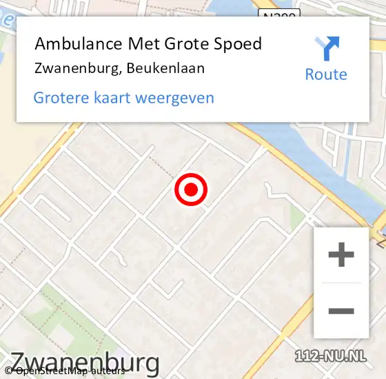 Locatie op kaart van de 112 melding: Ambulance Met Grote Spoed Naar Zwanenburg, Beukenlaan op 19 augustus 2022 15:31