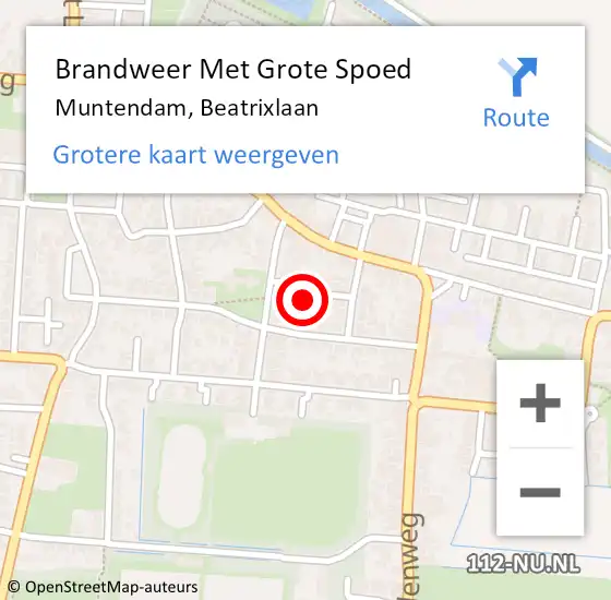 Locatie op kaart van de 112 melding: Brandweer Met Grote Spoed Naar Muntendam, Beatrixlaan op 19 augustus 2022 15:46