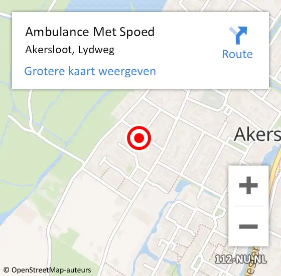 Locatie op kaart van de 112 melding: Ambulance Met Spoed Naar Akersloot, Lydweg op 19 augustus 2022 15:53