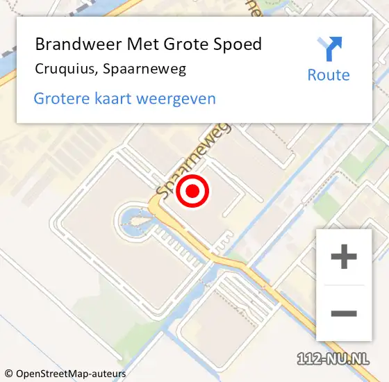 Locatie op kaart van de 112 melding: Brandweer Met Grote Spoed Naar Cruquius, Spaarneweg op 19 augustus 2022 16:13