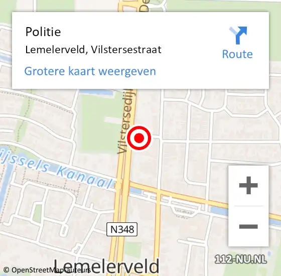 Locatie op kaart van de 112 melding: Politie Lemelerveld, Vilstersestraat op 19 augustus 2022 16:31