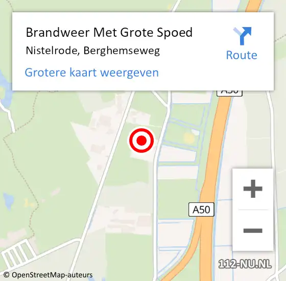 Locatie op kaart van de 112 melding: Brandweer Met Grote Spoed Naar Nistelrode, Berghemseweg op 19 augustus 2022 16:47