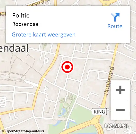 Locatie op kaart van de 112 melding: Politie Roosendaal op 19 augustus 2022 17:00