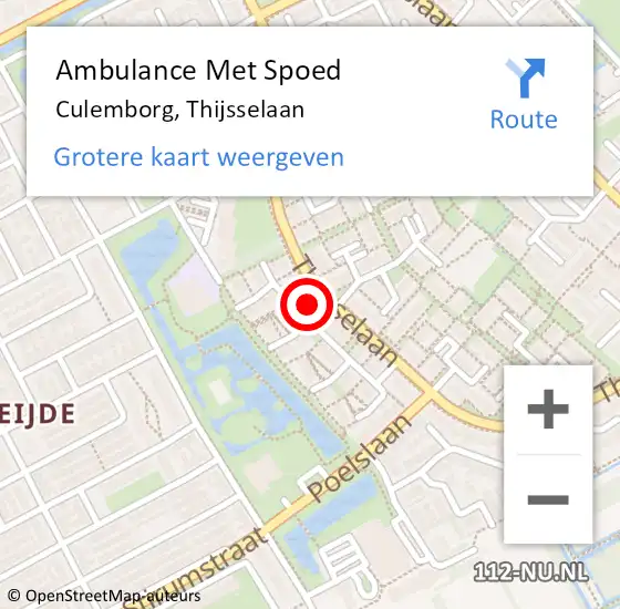 Locatie op kaart van de 112 melding: Ambulance Met Spoed Naar Culemborg, Thijsselaan op 19 augustus 2022 17:03