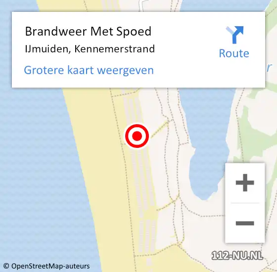 Locatie op kaart van de 112 melding: Brandweer Met Spoed Naar IJmuiden, Kennemerstrand op 19 augustus 2022 17:14