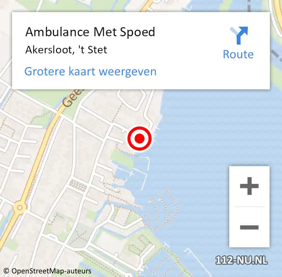 Locatie op kaart van de 112 melding: Ambulance Met Spoed Naar Akersloot, 't Stet op 19 augustus 2022 17:17